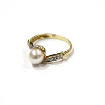 Ring - 18 karaat Geel goud Parel, Sieraden, Tassen en Uiterlijk, Ringen, Nieuw