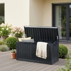 Tuin opbergbox Vades 300L kussenbox 117x47x59 cm zwart casa., Verzenden, Nieuw