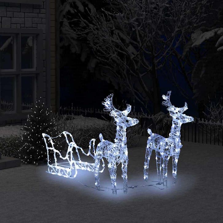 vidaXL Kerstversiering rendieren en slee 160 LEDs 130 cm, Diversen, Kerst, Nieuw, Verzenden