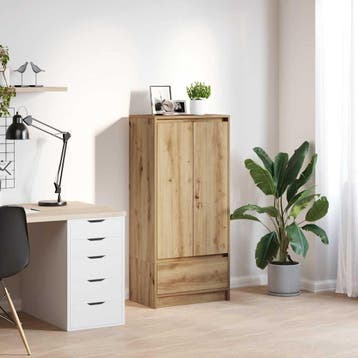 vidaXL Kast met lade spaanplaat ambachtelijk eikenkleurig, Minder dan 50 cm, Verzenden, 100 tot 150 cm, Nieuw