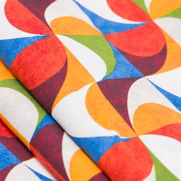 BA169 - Multikleurige geometrische stof – Retro Pop-motief -