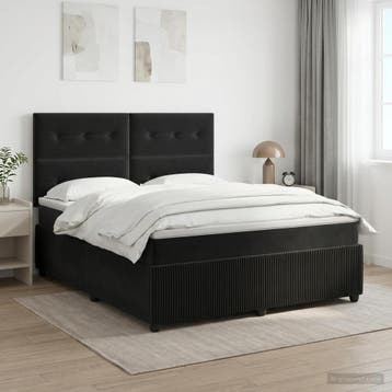 vidaXL Boxspringbed met matras Zwart 140 x 200 cm Fluweel, Verzenden, Zwart, Stof, Nieuw