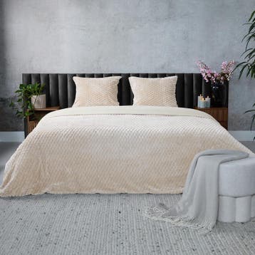Teddy Hexagon dekbedovertrek - crème-wit - 240 x 220 cm |, Verzenden, Nieuw
