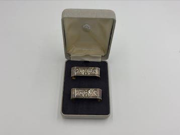 Doos (2) - .925 zilver - servetring-vlinders, Antiek en Kunst