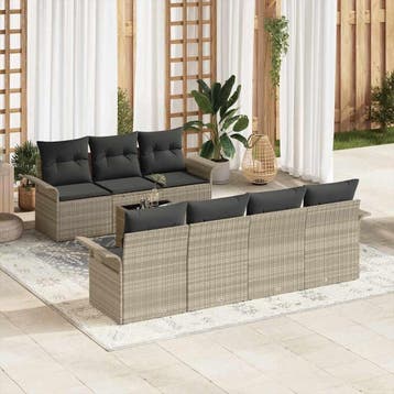vidaXL Tuinbankenset 8 st 7-Aantal zitplaatsen, Verzenden, Nieuw, Rotan, 8 zitplaatsen