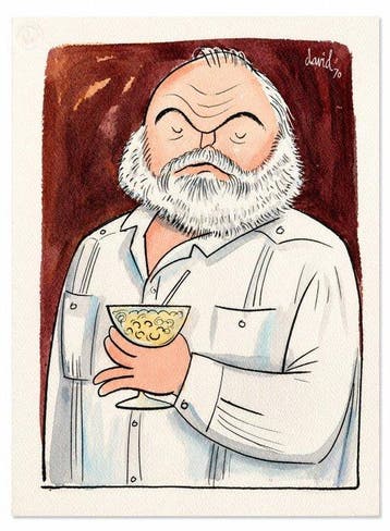 Juan David (1911-1981) - Ernest Hemingway mit einem Glas