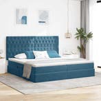 vidaXL Opbergbed met LED met matras Donkerblauw 200 x 200 cm, Verzenden, Nieuw, Blauw, Stof