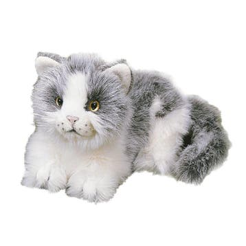 Grijze en witte kat knuffel - pluche - 20 cm - poes, Verzenden, Nieuw