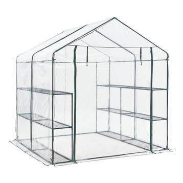 [en.casa] Tuinkas Grünau met 12 planken 200x200x220 cm trans, Verzenden, Nieuw