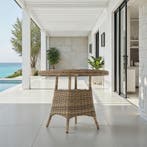 Tuintafel van aluminium en rotan met glazen blad 91 x 73,5 c, Verzenden, Nieuw