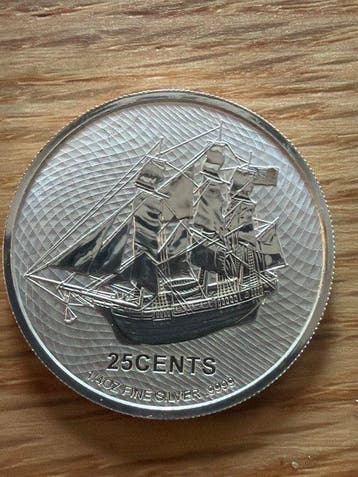 Cookeilanden. 25 Cents 2021 Bounty 1/4 oz (.999) (Zonder