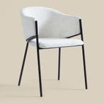 *WOONWINKEL* Beige Eetkamerstoel Met Ronde Rugleuning, Verzenden, Nieuw, Wit, Stof