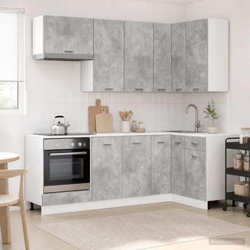 vidaXL Keukenblok LYON 8 st Betongrijs Bewerkt hout, Huis en Inrichting, Verzenden, Nieuw, Grijs