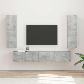 vidaXL Tv-meubelset Wandgemonteerd 3 pcs Beton Grijs Bewerkt, Minder dan 50 cm, Verzenden, 100 tot 150 cm, Nieuw