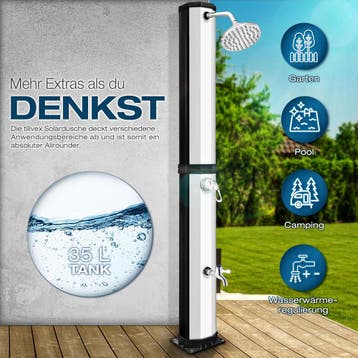 Buitendouche - Tuindouche - Zonneenergie - 35L - Zilver - Ti, Verzenden, Zo goed als nieuw