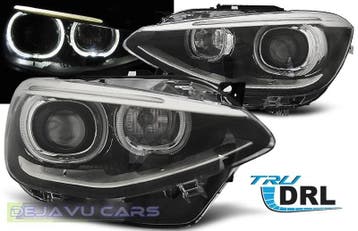 LED Koplampen Bi Xenon look met Angel Eyes voor BMW 1 Serie, Ophalen of Verzenden