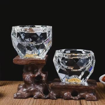 Luxe Kristalglas Shotglas 50ml met Dubbele Bodem en Goudfoli, Antiek en Kunst, Antiek | Glas en Kristal, Verzenden