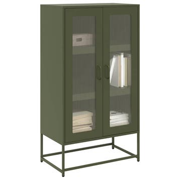 vidaXL buffetkast 68x39x123 cm staal olijfgroen, Verzenden, Nieuw, Metaal