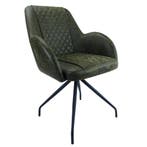 Stoel | Leer/Metaal | Moss | Zwarte Poten | Indoor |, Verzenden, Nieuw in verpakking