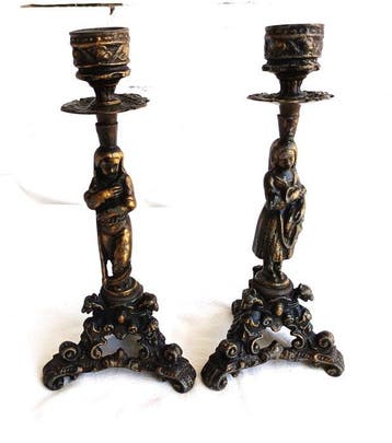 Kaarsenhouder - Gegoten messing, Verguld messing -