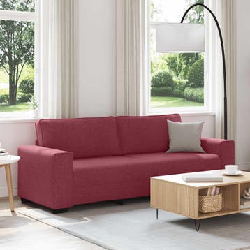 vidaXL 3-zitsbank wijnrood 220x77x82 cm stof, Verzenden, Nieuw, Driepersoons