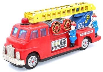 Markenlos - Blikken speelgoed - Feuerwehrleiterwagen FIRE, Antiek en Kunst, Antiek | Speelgoed