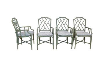 Bamboe look tuinset met glazen tafel en 4 stoelen, Tuin en Terras, Tuinsets en Loungesets, Ophalen of Verzenden, Nieuw