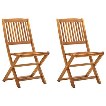 vidaXL Tuinstoelen inklapbaar 2 st massief acaciahout, Verzenden, Nieuw, Hout