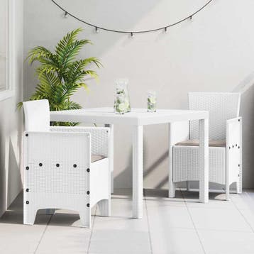 vidaXL Tuin Eetset 3 st Wit Polypropyleen, Tuin en Terras, Verzenden, Nieuw, 3 zitplaatsen