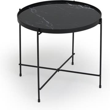 Lifa Living ronde bijzettafel - marmerlook - zwart - 38x50, Huis en Inrichting, Tafels | Bijzettafels, Verzenden, Nieuw