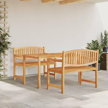 vidaXL 3-delige Tuinset massief teakhout, Verzenden, Nieuw, Hout, Tuinset