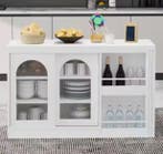 Witte uitschuifbare bartafel met kast en draaifunctie, Verzenden, Nieuw