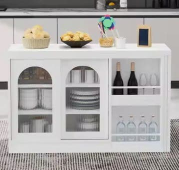 Witte uitschuifbare bartafel met kast en draaifunctie, Verzenden, Nieuw