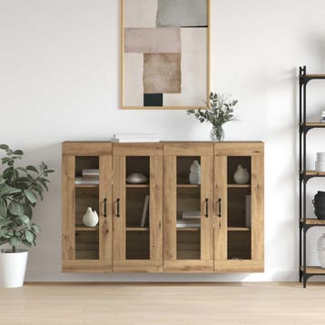 vidaXL Wandgemonteerde Kasten 2 st artisanaal eikenkleurig, Huis en Inrichting, Kasten | Buffetkasten, Minder dan 50 cm, Verzenden