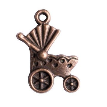 6 x bedel kinderwagen roodkoper kleur 19 x 12mm oogje: 1mm, Ophalen of Verzenden, Nieuw, Bedel