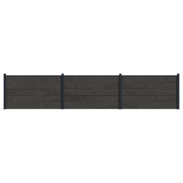 vidaXL Hekpaneel 3 pcs WPC en Aluminium Zwart, Tuin en Terras, Verzenden, Nieuw