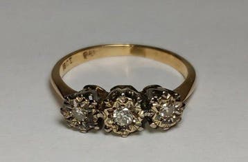 Ring - 18 karaat Geel goud - Diamanten 3 mm, Sieraden, Tassen en Uiterlijk, Ringen, Nieuw