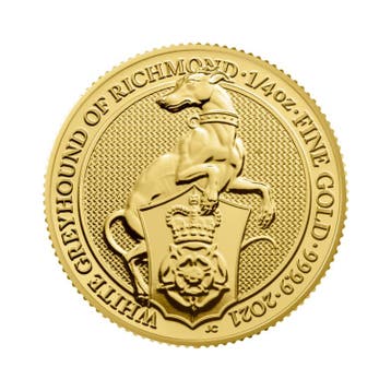 Gouden munt Queens Beasts White Greyhound 1/4 troy ounce, Verzenden