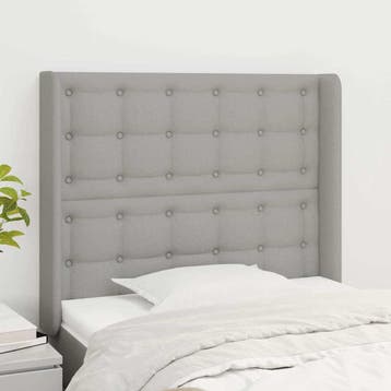 vidaXL Hoofdbord met randen 103x16x118/128 cm stof, Verzenden, Nieuw, Grijs, Stof