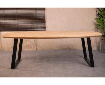 Eiken Eettafel Deens Ovaal met schuine U-poten - 200x100 cm, Ophalen of Verzenden, Nieuw