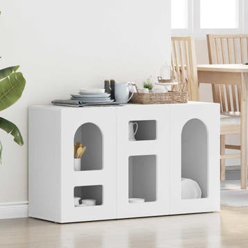 vidaXL Dressoir ELST Wit 100 x 35 x 59 cm Bewerkt hout, Verzenden, Nieuw, Overige houtsoorten, Minder dan 50 cm