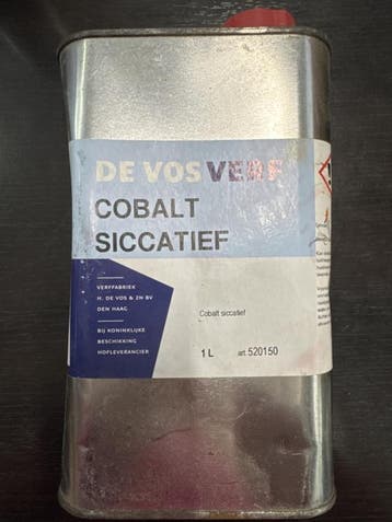 De Vos Verf cobalt siccatief - 1 liter, Overige kleuren, Nieuw, Ophalen of Verzenden, Verf
