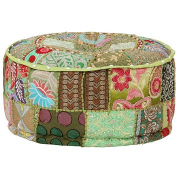 Poef Patchwork rond 40x20cm | Retourdeal 34% Korting, Minder dan 50 cm, Minder dan 50 cm, Ophalen of Verzenden, Zo goed als nieuw