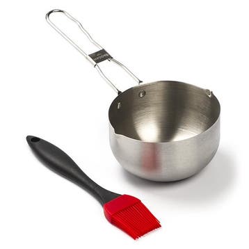 BBQ pan | Ø 11.5 cm (Saus, RVS, Incl. kwast), Tuin en Terras, Barbecue-accessoires, Verzenden, Nieuw, Vaggan
