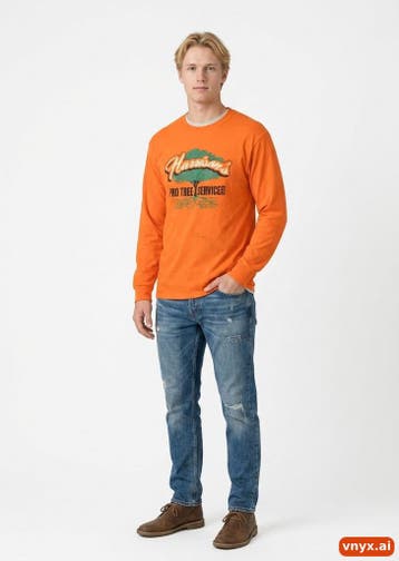 Port & Company Longsleeves Heren maat L Oranje Vintage, Ophalen of Verzenden, Nieuw, Port & Company