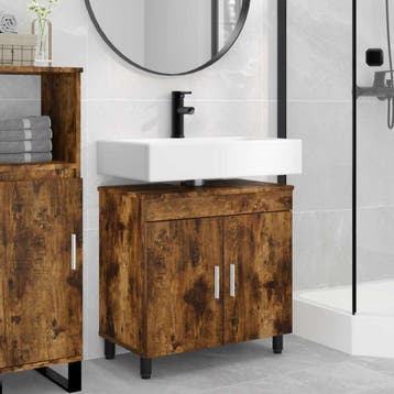 vidaXL Badkamer Waskom Gerookt eiken 60 x 35 x 60 cm Bewerkt, Verzenden, Nieuw
