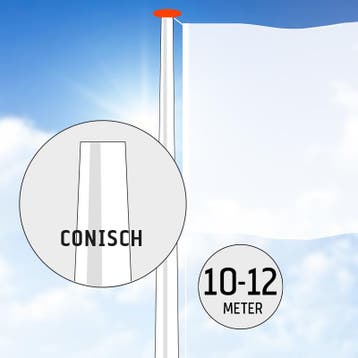 Aluminium vlaggenmast 10 of 12 meter conisch., Nieuw