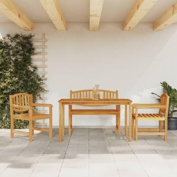 vidaXL 4-delige Tuinset massief teakhout, Verzenden, Nieuw, Hout, Tuinset