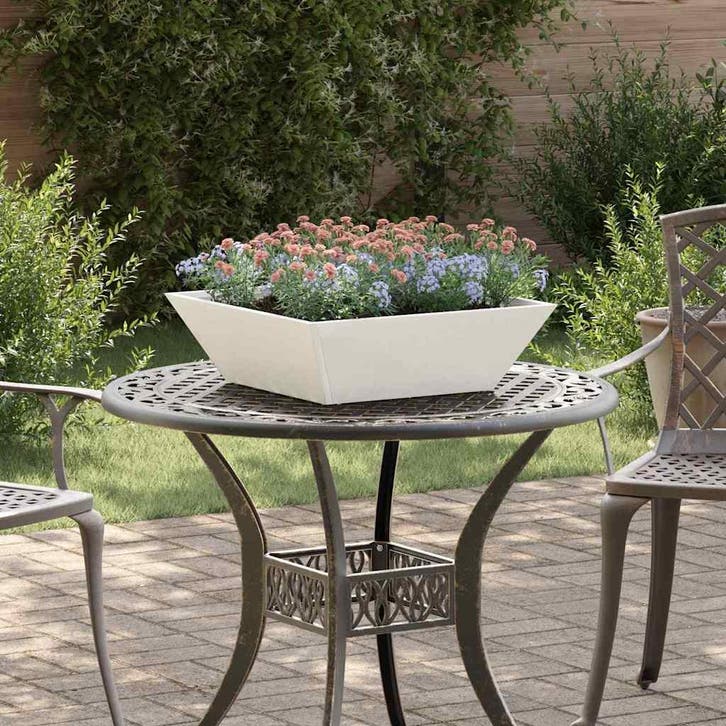 vidaXL Tuin Bloempot Wit 50 x 50 x 15 cm Koudgewalst staal, Tuin en Terras, Bloembakken en Plantenbakken, Minder dan 60 cm, Nieuw