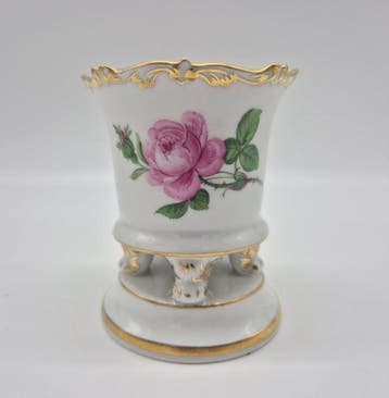 Meissen - Kleine Prunkvase Rote Rose, 1. Wahl - Vaas -